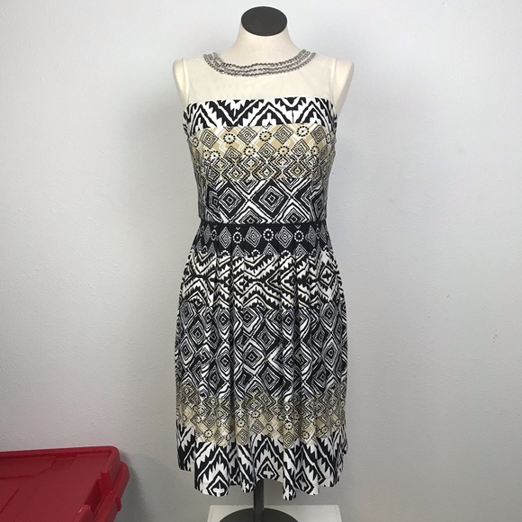 Roz & Ali Sleeveless Blouson Dress Women’s Size 10 Multicolor Round Beaded Neck - Picture 16 of 16